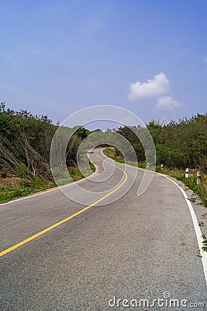 Curve road with sky blue