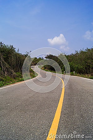 Curve road with sky blue