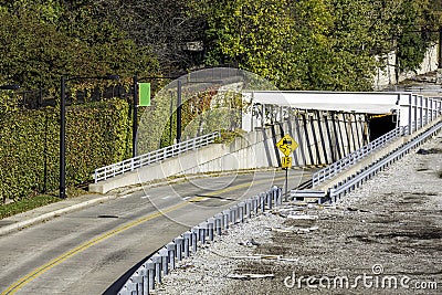 Curve road with tunnel