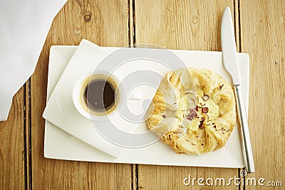 Custard crown pastry on white dish