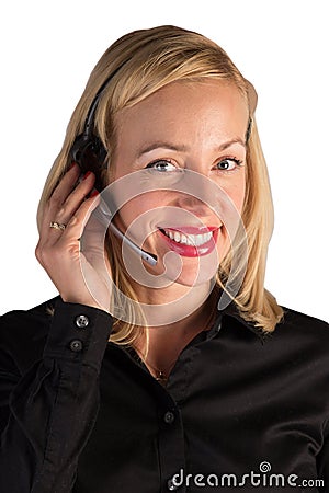 Customer Service Rep Smiling on the Phone