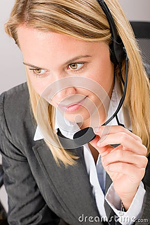 Customer service woman call operator phone headset