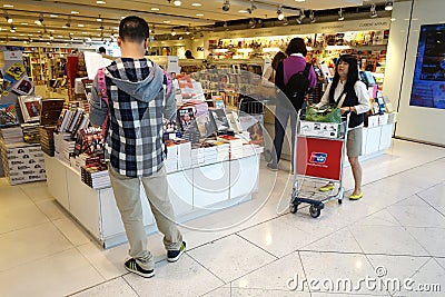 Customers shop for books in Hong Kong Airport