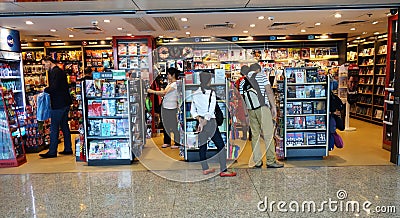 Customers shop for books in Hong Kong Airport