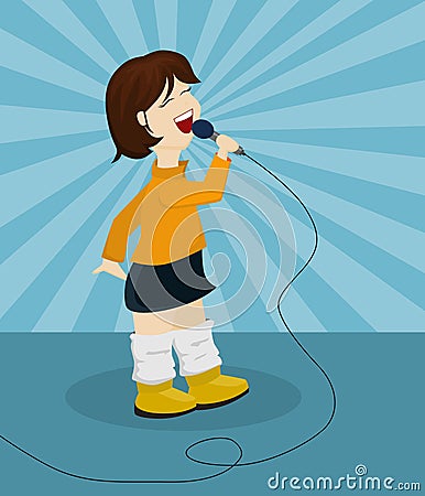 Cute Cartoon Girl Singing Royalty Free Stock Im