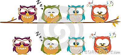 Cute cartoon owls