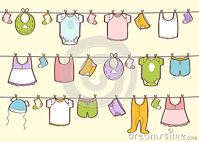 Cute hand drawn baby clothes