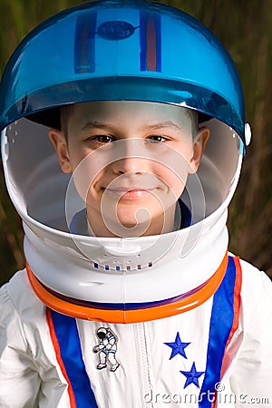 Cute kid dressed as an astronaut