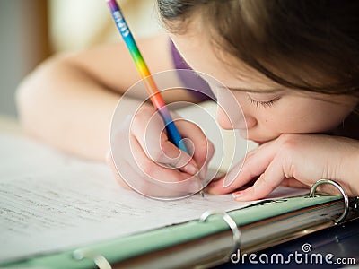 Girl doing her homework