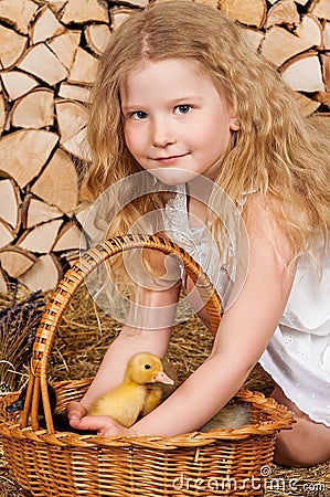 Cute little girl has easter