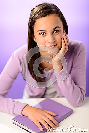 Cute student girl with purple book