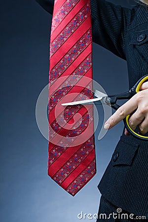 Cutting red tie