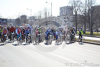 Cycle race on street of St.Petersburg