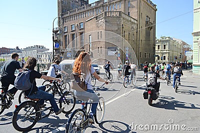 Cycle race on street of St.Petersburg