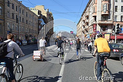 Cycle race on street of St.Petersburg