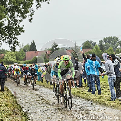 The Cyclist Bauke Mollema on a Cobbled Road - Tour de France 201