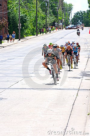 Cyclist Chase Group Races Downhill at Stillwater