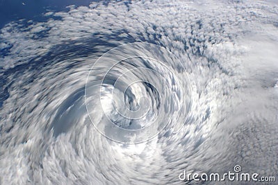 Cyclone clouds, eye of storm.
