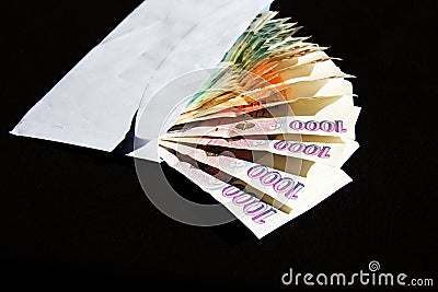 Czech money in an envelope