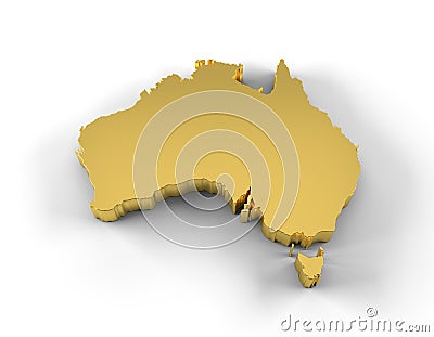 澳大利亚与裁减路线的地图3d金子图片