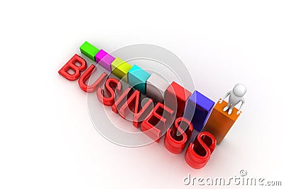 3d Huma on the top of Bar Graph With Business Text