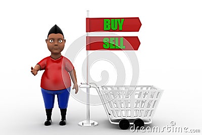 3d man buy and sell concept