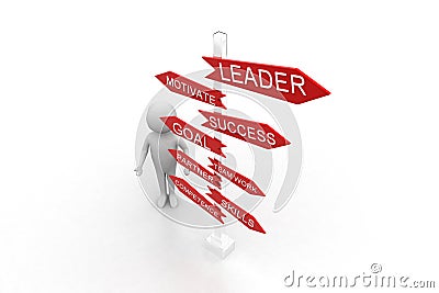 3d Man With Leader Motivate Success Goal Team Work