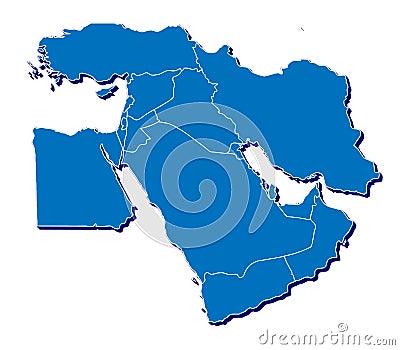 Middle East map in 3D