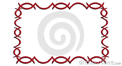 3D Vintage border frame ornate red bright