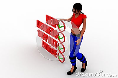 3d Women thinking man stands confused and lost beside the words