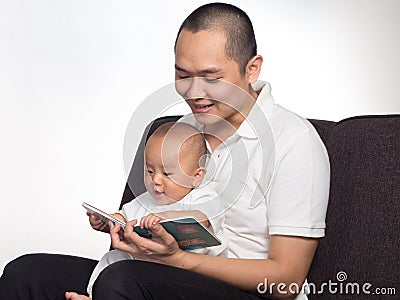 Reading book with dad