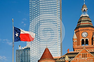 Dallas museum and Texas flag