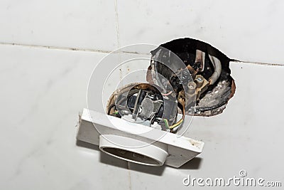 Damaged electrical socket