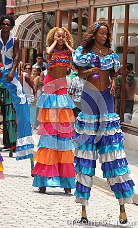 Dancers in Street Festival, Havana, Cuba