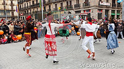 Dancing people at Carnival Balls at Placa Comercial