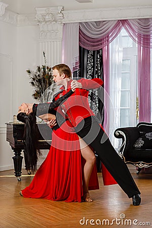 Dancing young couple.