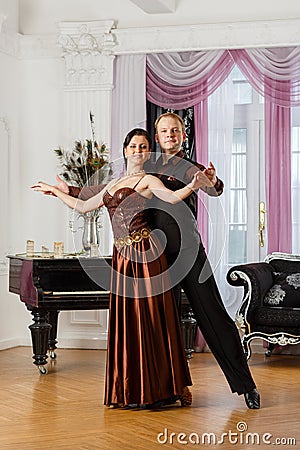 Dancing young couple.