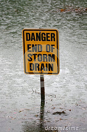 Danger end of storm drain sign
