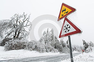 Dangerous and icy road