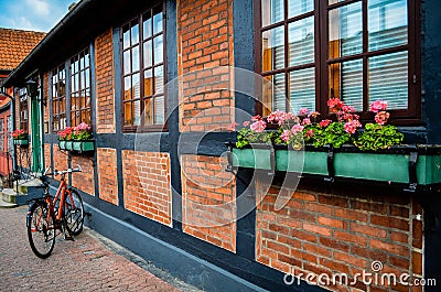 Danish bicycle against house