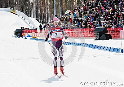 Daria Virolaynen (RUS) after finish at Biathlon Women s 13.5 km