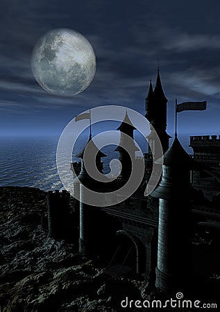 Dark Castle in Moonlight