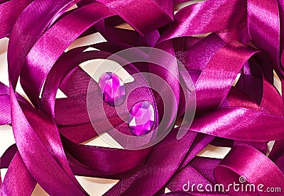 Dark Pink Satin Ribbons and Gems