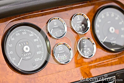 Dashboard Detail Of Vintage Car.