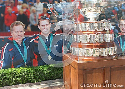 Davis Cup trophy on display at Billie Jean King National Tennis Center