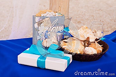 Decoration on the marine theme with seashells