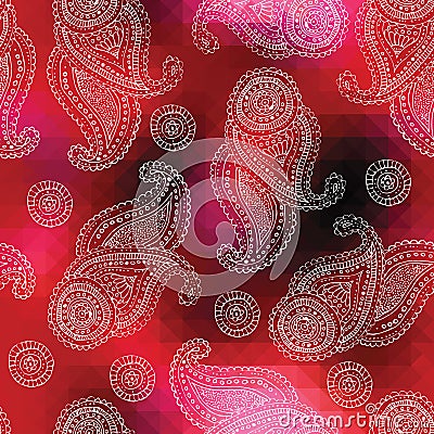 Decorative ornament on the red pixels background