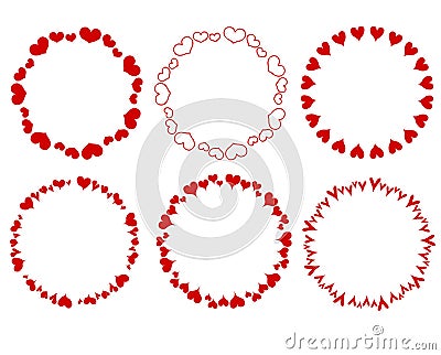 Decorative Red Circle Hearts Borders