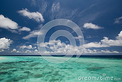 Deep blue sky and ocean