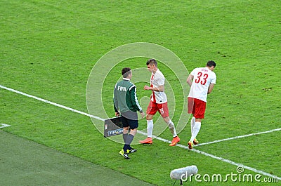 Defender of the National Team of Poland Lukasz Piszczek during friendly soccer match versus Lithuania